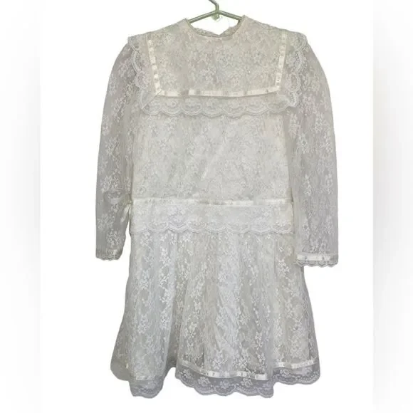 Jessica McClintock vintage 90’s ivory white lace Victorian wedding dress 6 - Picture 1 of 10